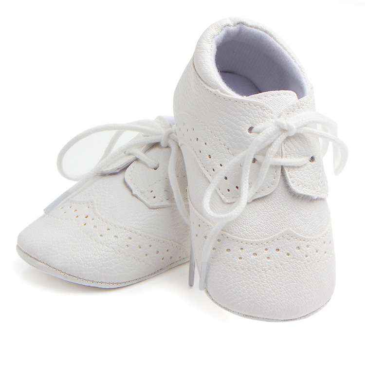 

Newborn First Walkers PU Leather Baby shoes Crib girls boys sneakers Infant moccasins Shoes 0-18 Months, Gray