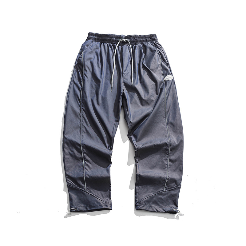 

EWQ / men's wear summer new Colorful Gradient Casual Overalls Male Tide Bright Reflective Couple 2020 tide turnup Pants 9Y2225, Black