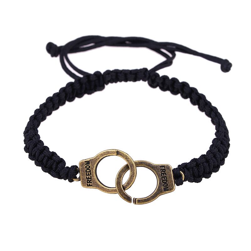 

Handcuffs women men woven Bracelet fashion personality hand rope factory wholesale free shipping antique bronze silver color