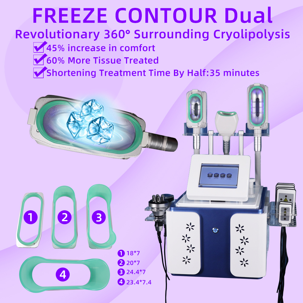 

5 In 1 Cryotherapy Fat Freeze Slimming Machine Cryolipolysis Fat Freezing RF Lifting Laser Liposuction Machines With Three 360° Cryo Handles