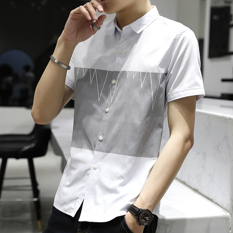 

2020 Brand Men Business Plaid Shirt Multi Style Button Decoration short Sleeve Shirts Evening Prom Dress Shirts Male, 522 light khaki