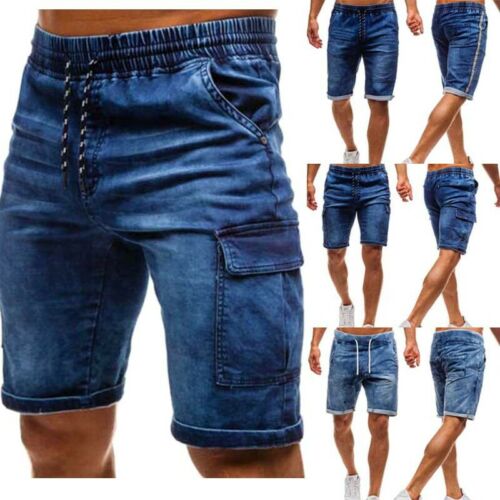 

Classic Casual Men Summer Straight Slim Short Jeans Pants Denim Shorts Trousers