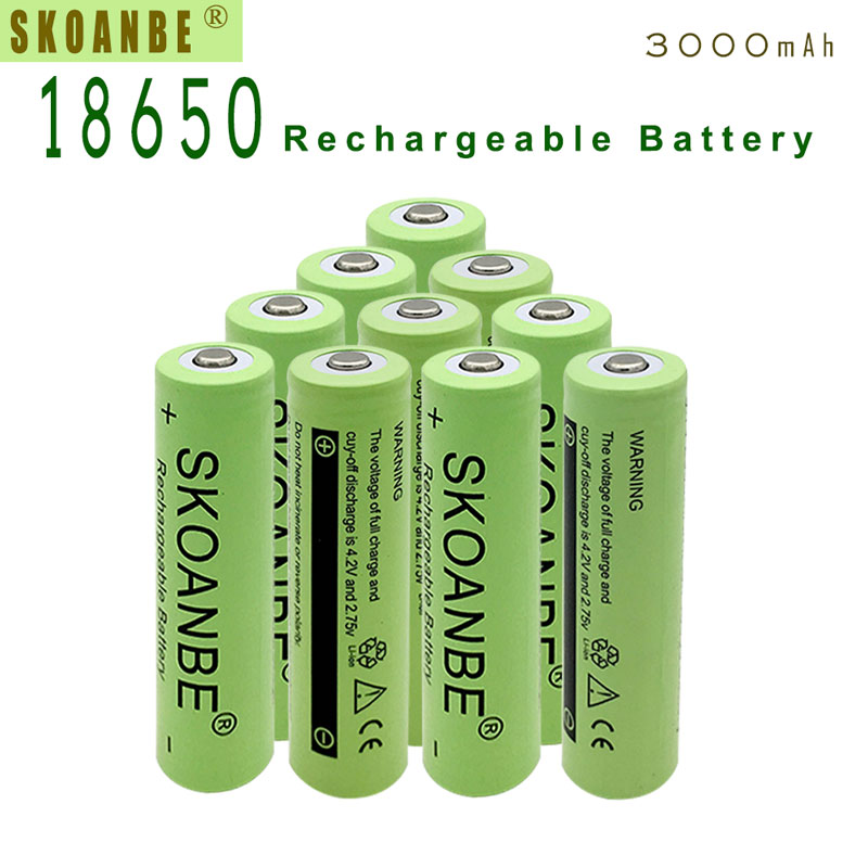 3000mAh 18650 3.7v lithium ion rechargeable battery 18650 lithium battery 10PCS-image-450474239