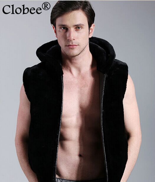 

Jaqueta De Couro Masculina Faux Fur Vest 2019 Hooded Sleeveless Mens Faux Fur Coat Jacket Black Plus Size Windbreaker 6XL S58