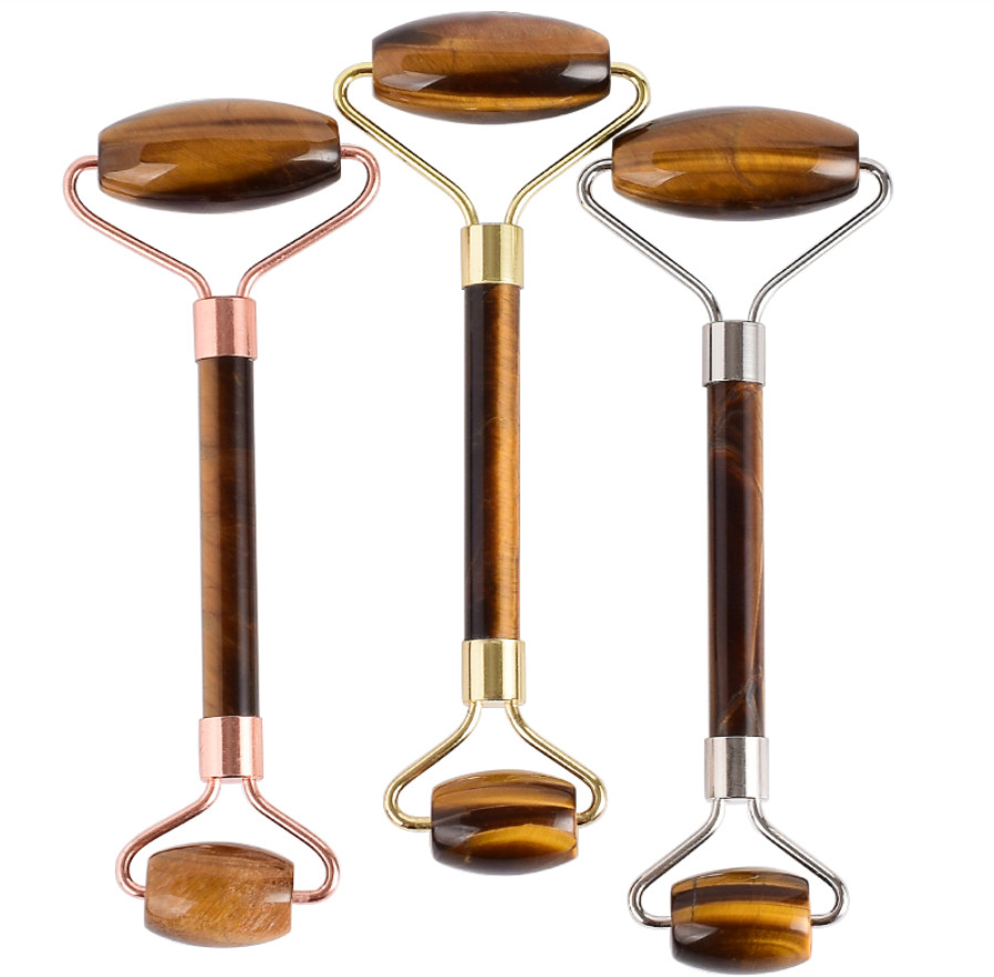 

High Quality Real Jade Skin Roller Double Head Noise Free Tiger Eye Jade Roller Face Massager