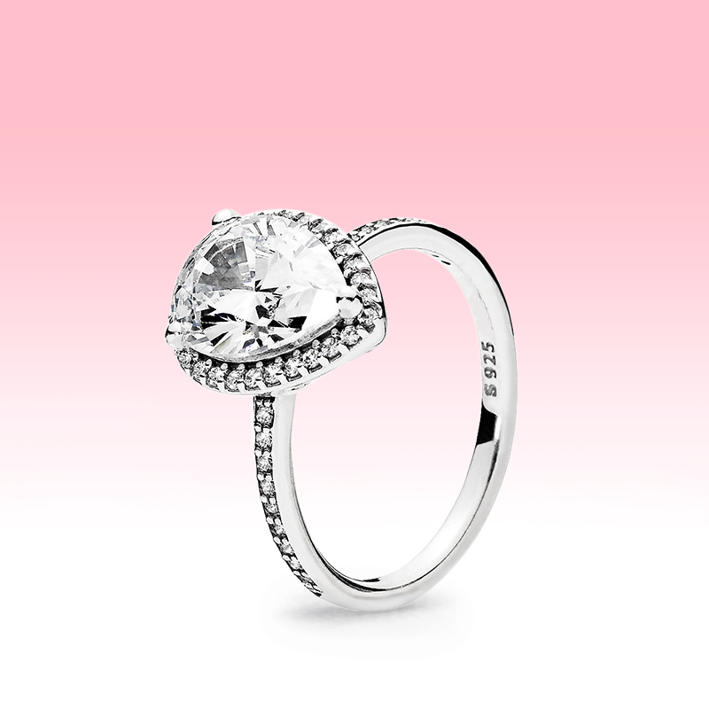 

Beautiful Women Wedding RING CZ diamond Teardrop Rings with Original box for Pandora 925 Sterling Silver Summer Jewelry Ring set