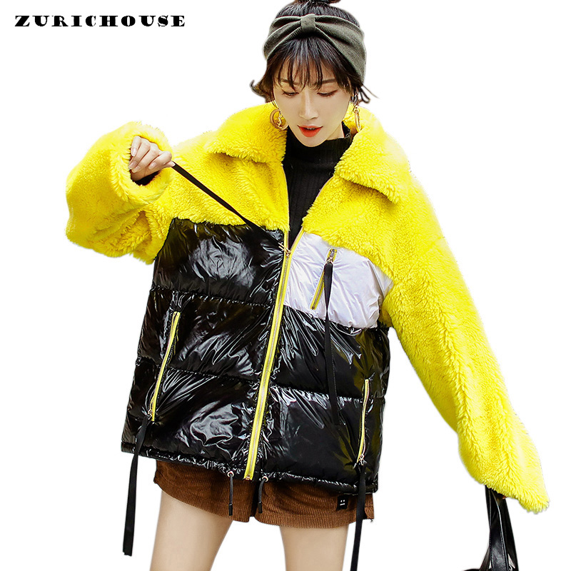 

ZURICHOUSE New 90% White Duck Down Jacket Women Winter 2019 High Quality 100% Real Wool Shearing Short Jackets Down Coat Female