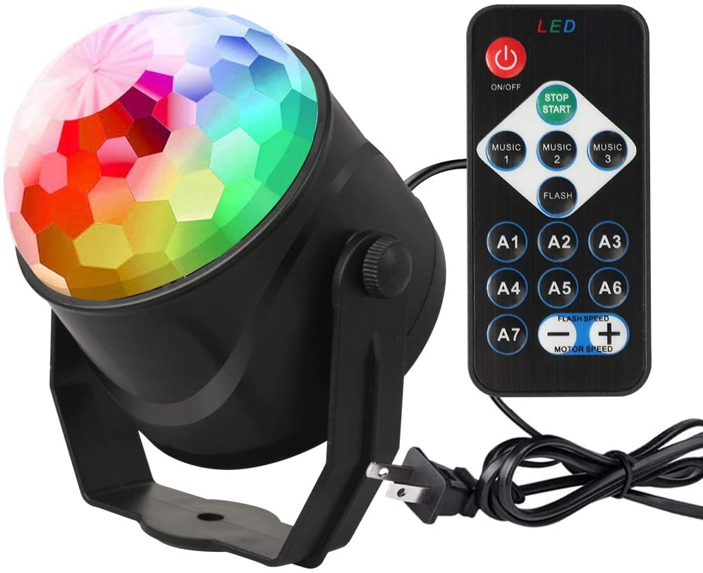 

Party Lights Disco Ball Strobe LED Stage Light Sound Activated RGB Christmas Light with Remote Control 7 Modes for Home Dance Party Birthday