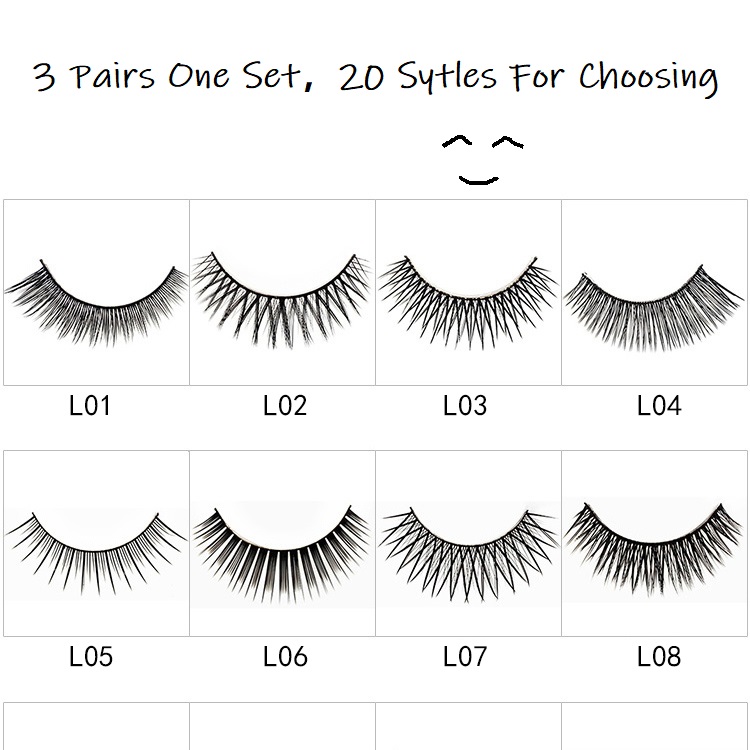 

False Eyelash Thick Crisscross Curl Eyelashes 3 Pair Handmake Eyelashes Fiber