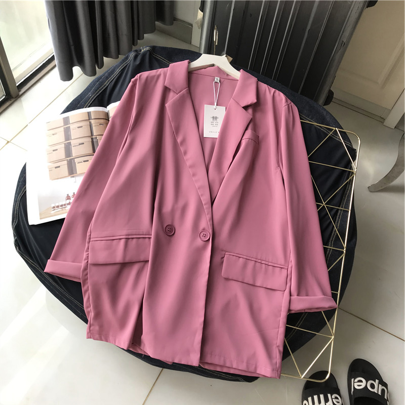

[EWQ] 2020 Summer New Sweet Women Jacket Minimalist Long-sleeved Loose Casual Women's Thin Coat Korea Ladies Office Coat QV868, Black