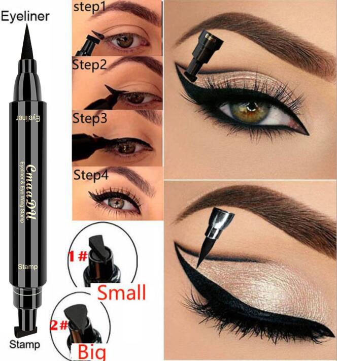 

CmaaDu Liquid Eyeliner Pencil Super Waterproof Black Double-Headed Stamps Eye liner Eye maquiagem Cosmetic Makeup Tool