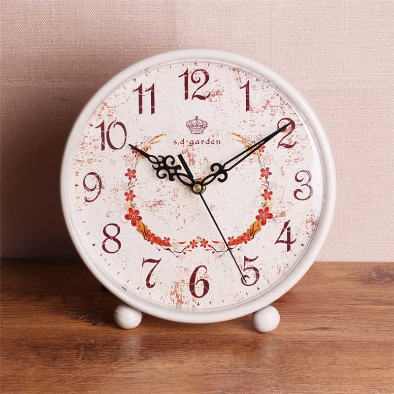 

Living Room Mute Retro Desktop Clock Fashion Creative Metal Classic Decorative Table Clock Quartz Home Decor Duvar Saati L