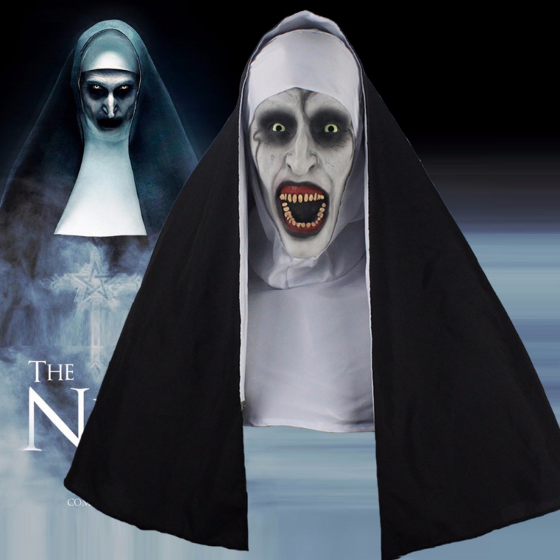 

The Nun Horror Mask Halloween Cosplay Scary Latex Masks With Headscarf Full Face Helmet Party Props Drop Shipping