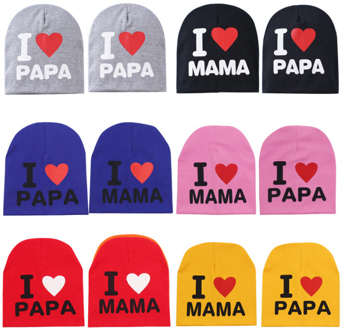 

I Love MAMA PAPA Baby Hat for Girls Boys Cotton Knit Hat Children Kids Sleeve Cap Chapeau Toddler Baby Cap Baby Clothing Accessories, Customize
