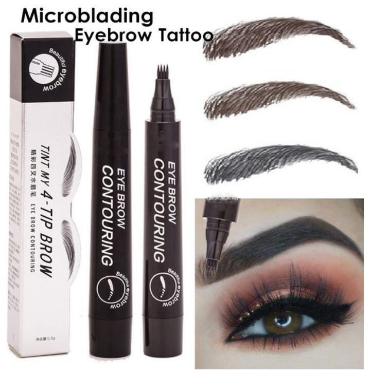 

SUAKE Eyebrow Pencil Waterproof Fork Tip Eyebrow Tattoo Pen 4 Head Fine Sketch Liquid Eyebrows Enhancer Dye Tint Pens, 01# light brown