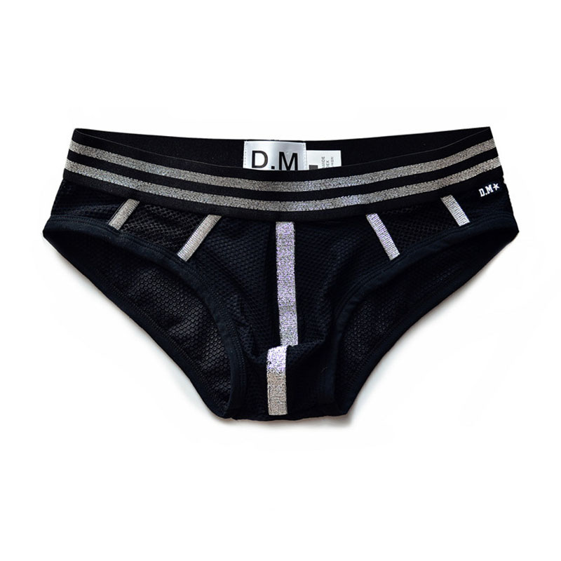 

Man's underwear sexy ropa interior hombre mesh breathable gay men underpants cuecas bright design slip hombre briefs men, Black