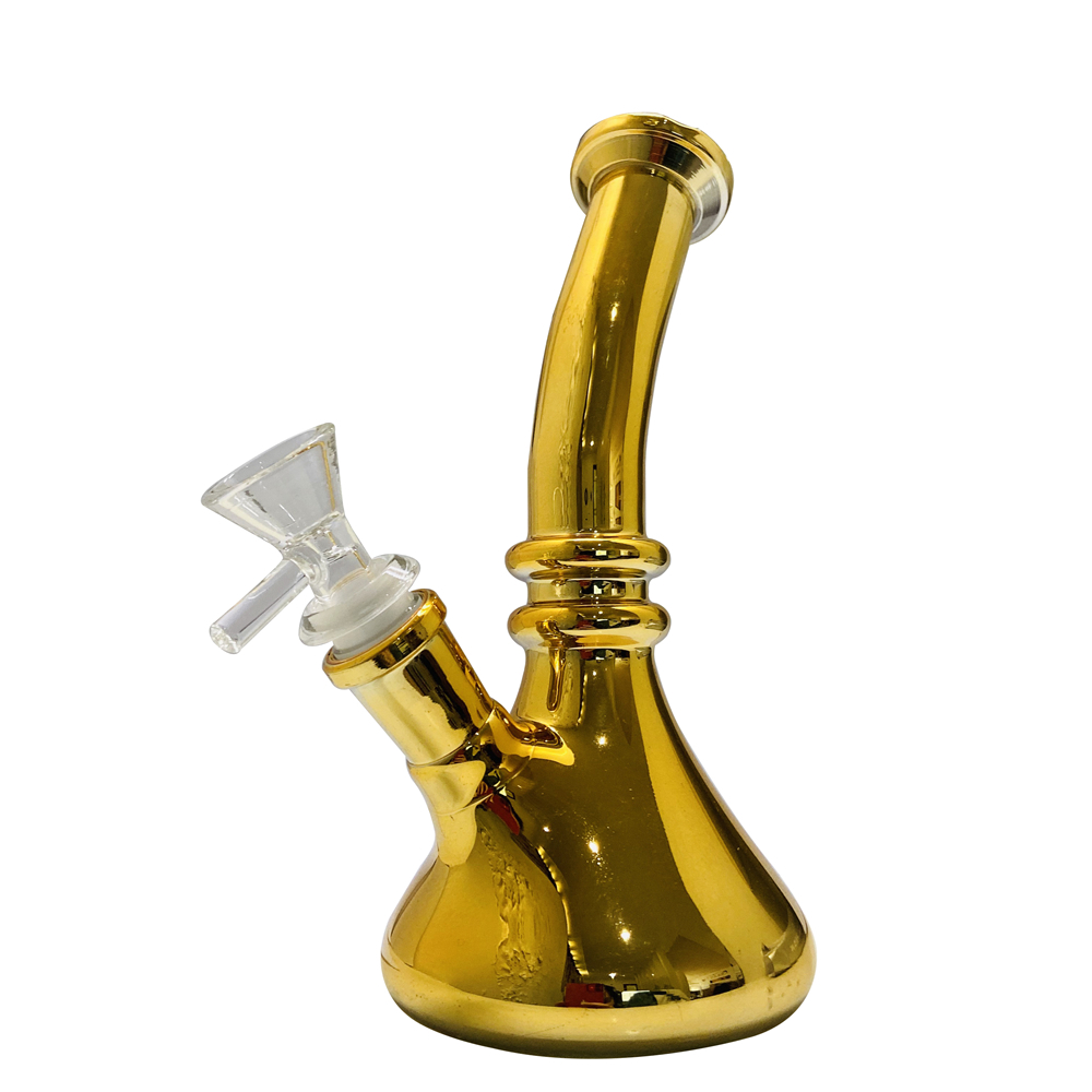 

New Electro-Plating golden lass Bongs Water Pipe Beaker Bong Ice Catcher Dab Oil Rigs Bowl Downstem Pipe Smoking Height 18cm Free shipping