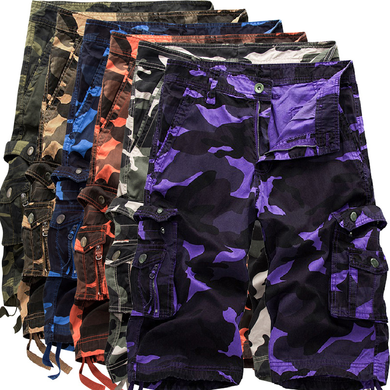 

New 2020 Summer Camouflage Cargo Shorts Men Camou Army Shorts Male Casual Cotton High Quality Mens Clothing, Purple camo