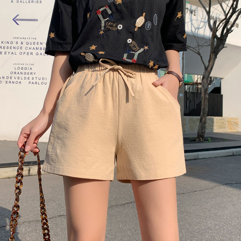 

Casual Summer Short Women Slim Female Shorts Fashion Ladies Cotton Shorts For Ladies Drawstring Elastic Khaki Short Pants, Sky blue shorts