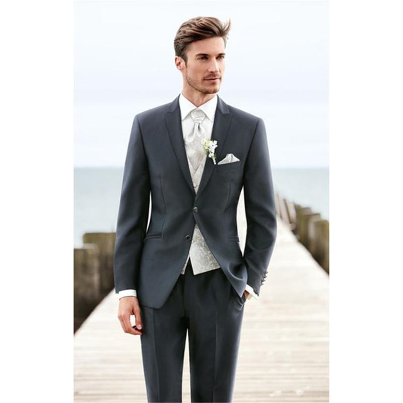 

3 pieces(Jacket + Pants + Vest+Tie) Slim Prom Masculino Trajes De Hombre Blazer Custom Made Gentleman Men Suit For Wedding, Picture style 4