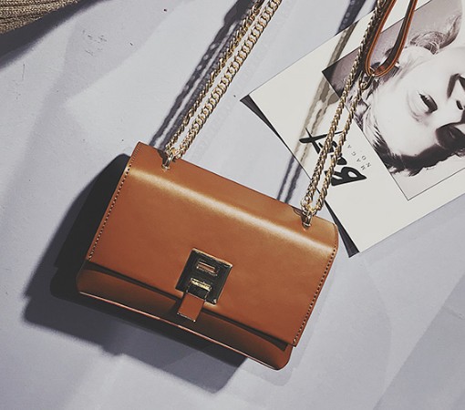 

Cheap quality women Crossbody 20x14x8cm small single chain bags metal hasp pu shoulder bags cost prices to build hot sale, Brown