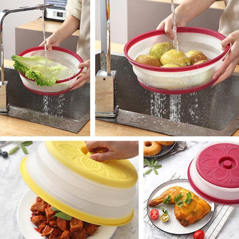

1pc Foldable Splash-proof Microwave Cover Fresh Oven Plate Plastic Covers Breathable Keeping Box Multifunction L7O7 Ki K7D6