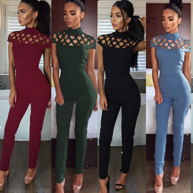 

Women Ladies Clubwear Summer Playsuit Jumpsuit Romper Long Pants Party Trousers, Black