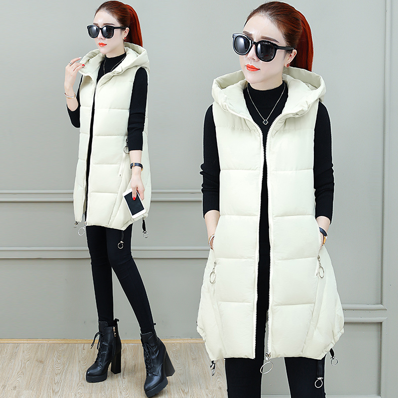 

Wholesale new women's long section autumn and winter loose down cotton vest jacket, Caramel