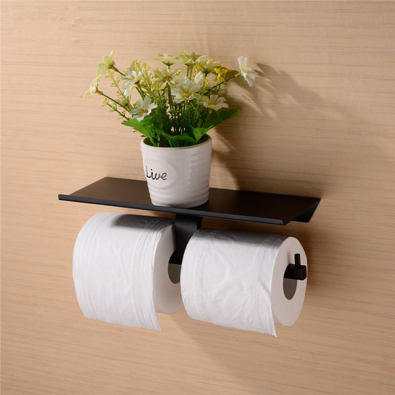 

Brass Double Toilet Paper Holder Box Roll Holder Tissue Box Wall Mounted Holder Shelf Bathroom Accessories
