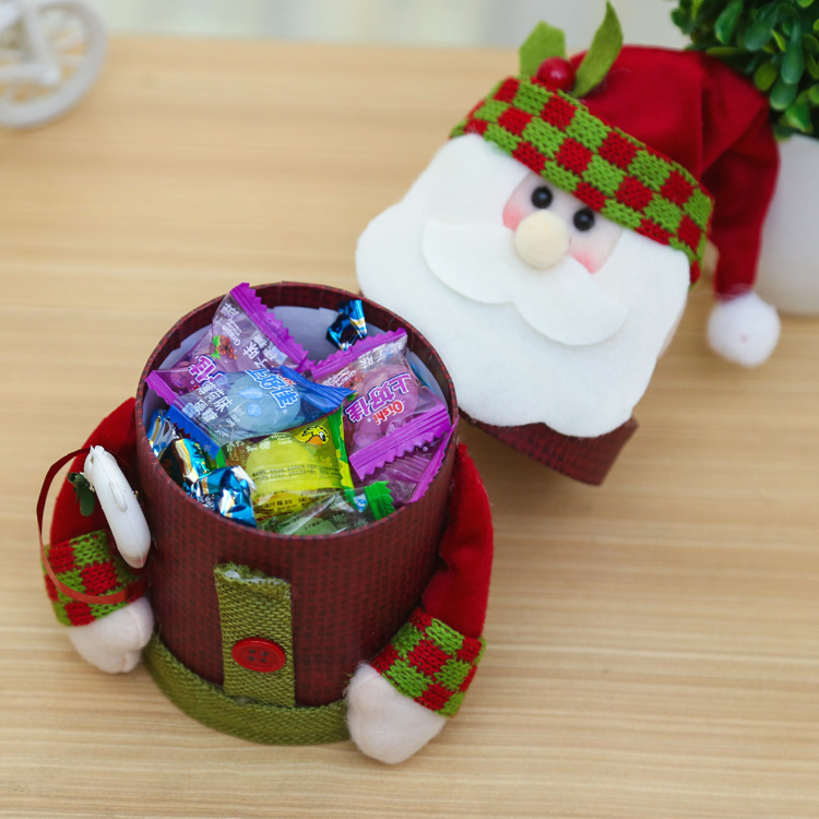 

Christmas Linen Candy Box Christmas Eve Apple Box Decoration Gift Santa Candy Can bag gift bags