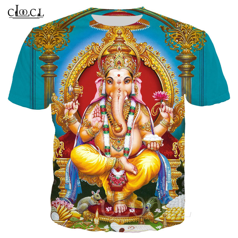 

2020 Fashion Hinduism God Ganesha T-shirts Women Men 3D Print Shiva Short Sleeve Clothing Casual Couples Tops Drop Shipping, T shirt 1