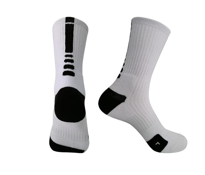 

2pcs=1pair High Quality Quick Dry Usa Sock Man and Woman Sports Basketbll White Black Red Yellow Athlete Socks, Black with white