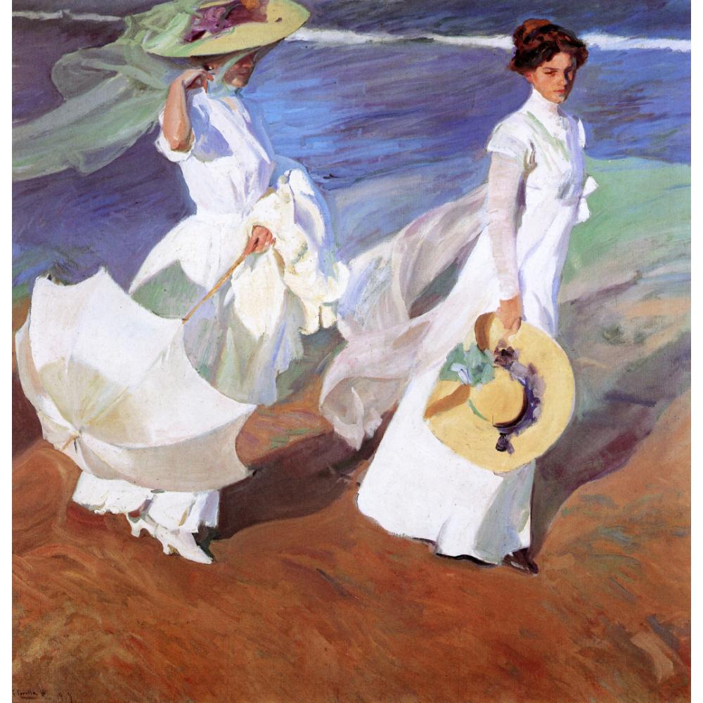 

Hand painted Joaquin Sorolla y Bastida oil paintings for sale Strolling along the Seashore landscapes art for wall decor