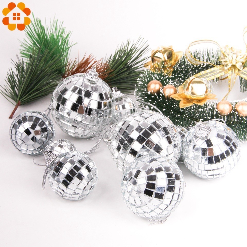 6 Silver Large Disco Mirror Ball Xmas Tree Bauble 60mm Home Party Decoration Gift Craft