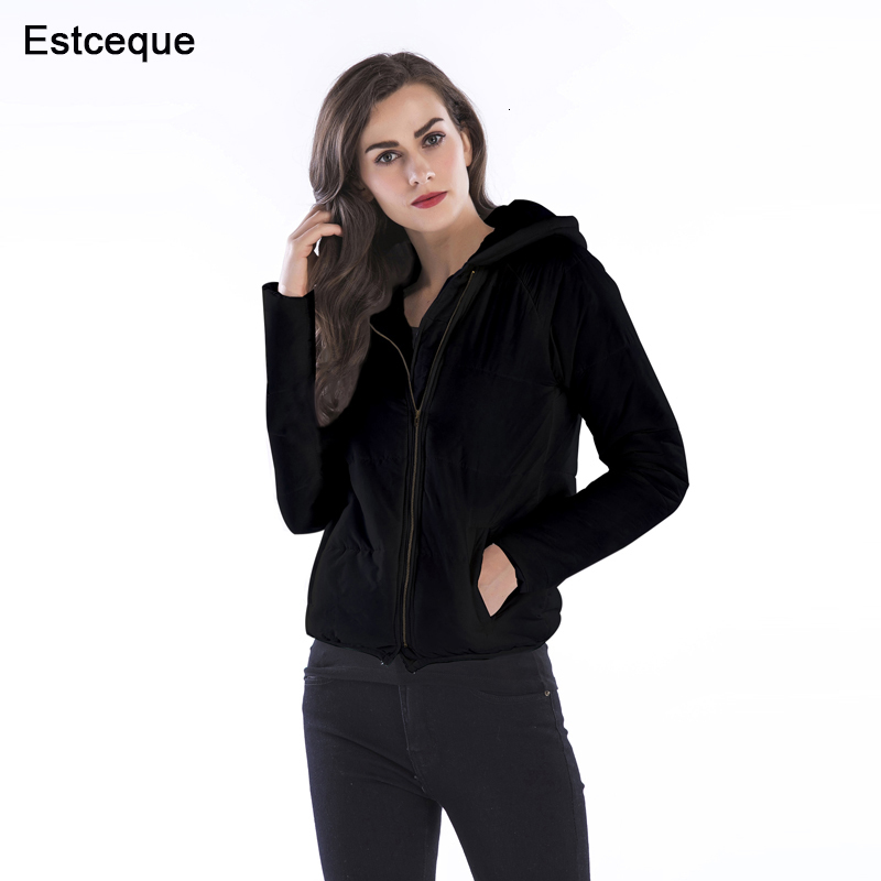 

Winter Jas Women Plus Size 2XL Womens Parka Thicken Coat Solid Jackets Short Women' Slender Cotton Waved Basic Tops, Black