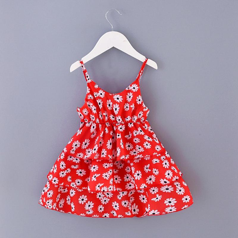 

TELOTUNY dress Toddler Baby Girls Sleeveless Ruched Floral Print thin Beach Suspender Princess Dress baby summer 2020May14, Black