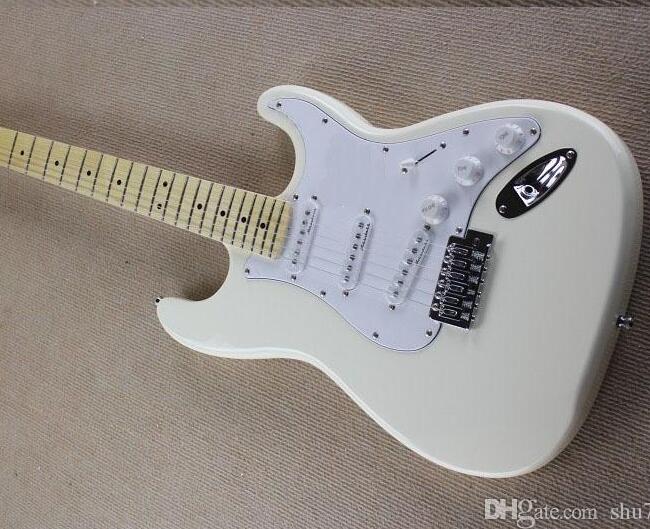 

China guitar factory custom 100% New Maple fingerboard 2019 strings white Electric Guitar In Stock free shipping