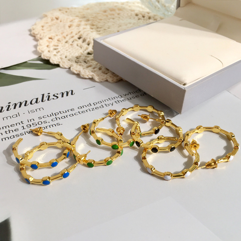 

Hoop Earrings for Women New Fashion Gold color Royal Blue Charms Hoop Earrings Girl Birthday Gift Earring Drop Shipping