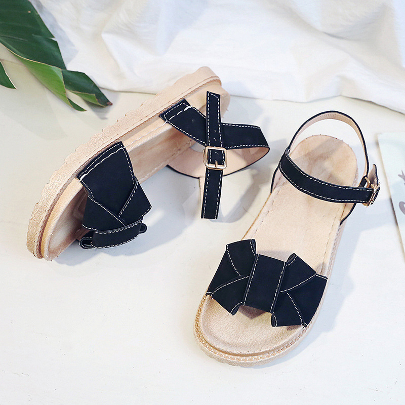 

Sandals Women's 2020 Summer New Open Toe A- line Buckle Bow Beach Shoes Women, Black