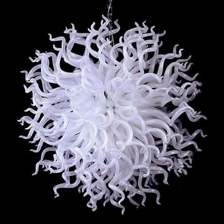 

Wholesale Murano Blown Glass Modern Chandelier Round LED Light Source 100% Handmade White Glass Chandelier for Sale
