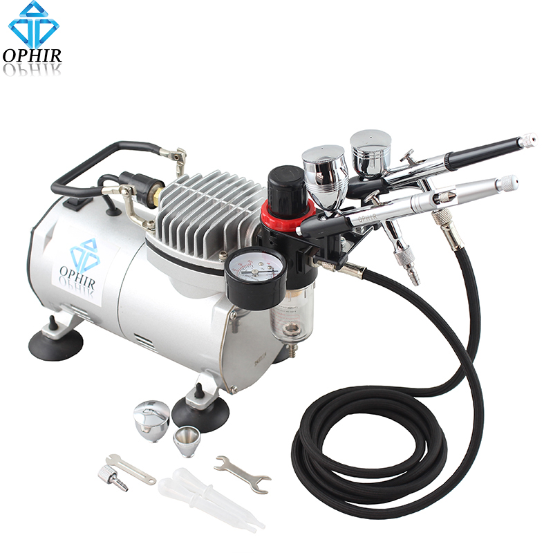

OPHIR 0.3mm Air Brush & 0.5mm Dual Action Airbrush Kit with Air Compressor for Nail Art Body Paint Temporary Tattoo_AC089+004006