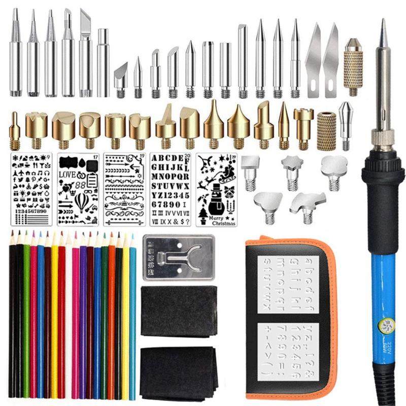 

71PCS 60W Temperature Adjustable Electric Soldering Iron Kit Wood Burning Pen Set Carving Pyrography Tools Welding Heat Pencil