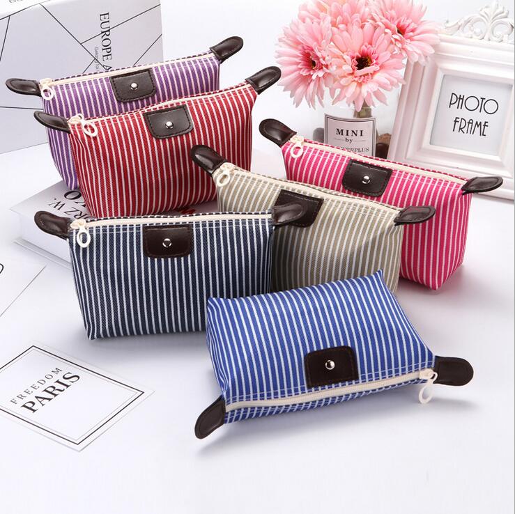 

Wholesale Korean version of waterproof striped dumplings cosmetic bag box folding ladies Cases travel bags Dropshipping, Black