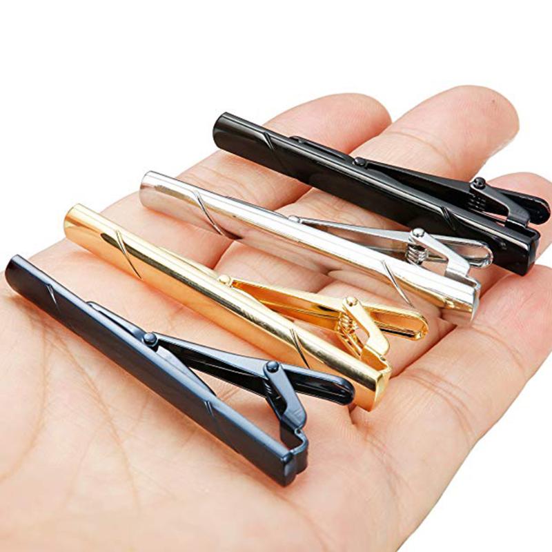 

Men Shirt Jewelry Pins Gift Tie Clip Set Accessories Metal Bar Regular Clasp Glossy Twill Business Wedding 4pcs