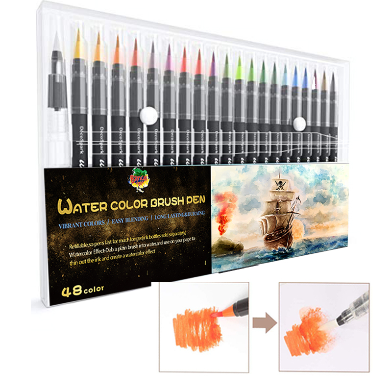 

72Color Nontoxic Flexible Brush Pen Tips Watercolor Markers Painting Drawing art markers