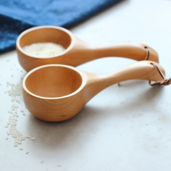 

Flour spoon rice wooden water ladle wood dipper beech utensils natural kitchen cooking tools watering flowers
