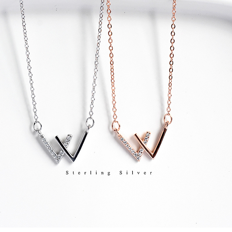 

925 Sterling Silver Necklace Initial pendant custom name letter necklace women statement personalized layered choker necklace