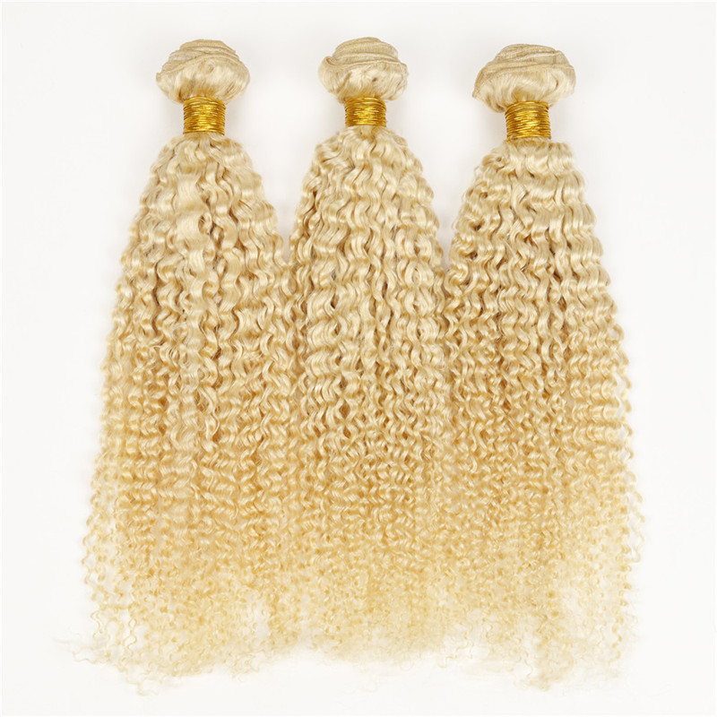 

100% Human Hair Extensions Double Weft Remy Blond Weave #613 Mixd Lengths Kinky Curly Irina Hair 100g/pc 3pcs/lot DHL, Blonde