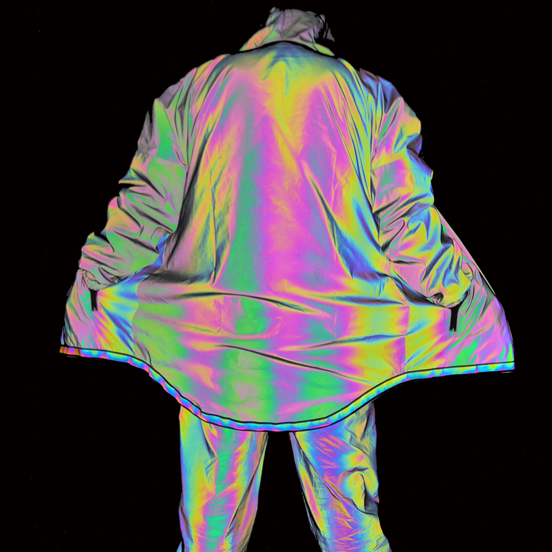 

New 2021 Autumn Winter Holographic Reflection Colorful Thin Long Jacket Men Reflective Jackets Hooded Coat Streetwear Hip Hop Windbreaker jaqueta masculino