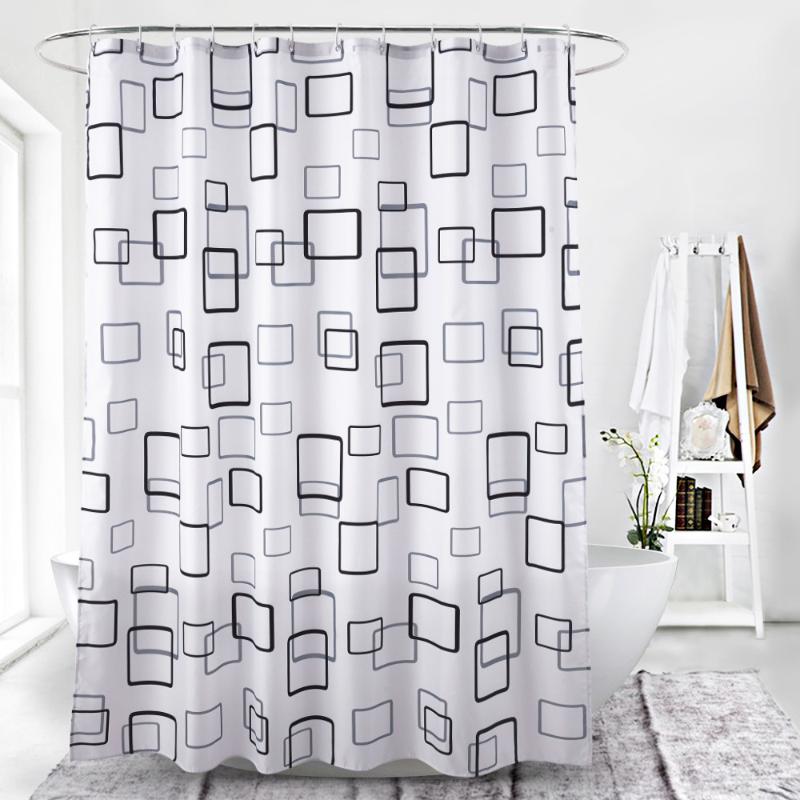 

2020 Printed Simple Lines Plaid Polyester Waterproof Shower Curtain